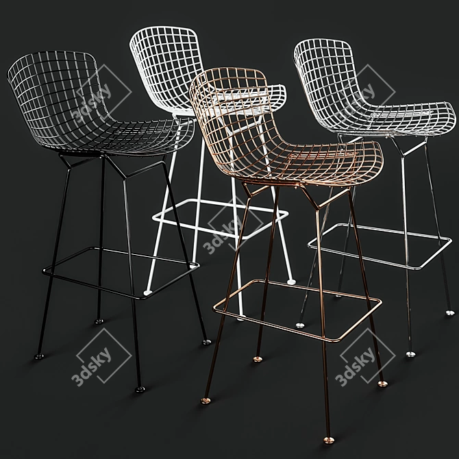 Modern Barstool and Tall Table Set 3D model image 3