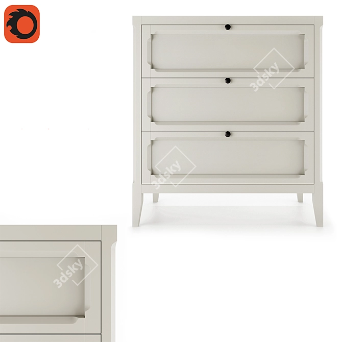 Eugénie Chest of 3 Drawers: Elegant Storage Solution 3D model image 3