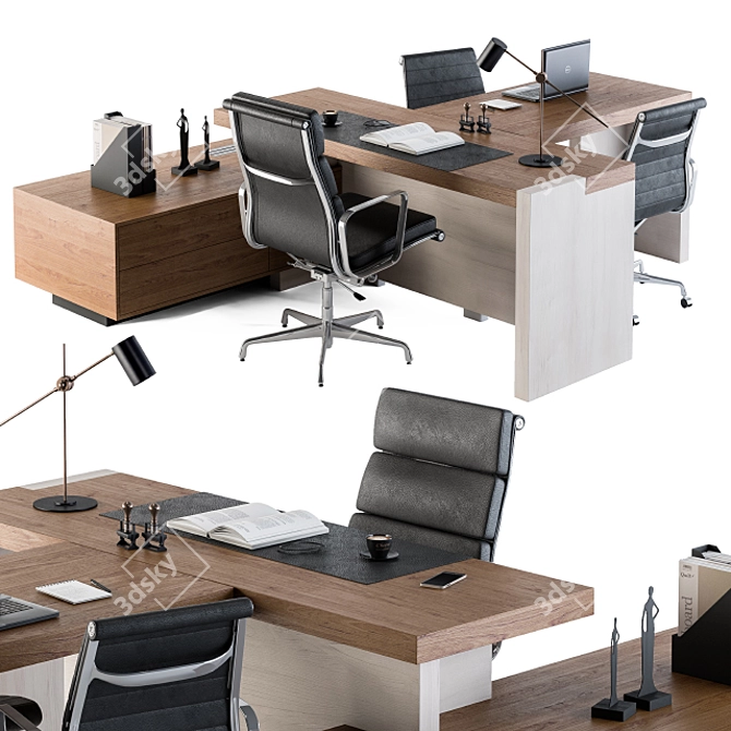 Elegant Office Furniture Set: Manager Edition 3D model image 2
