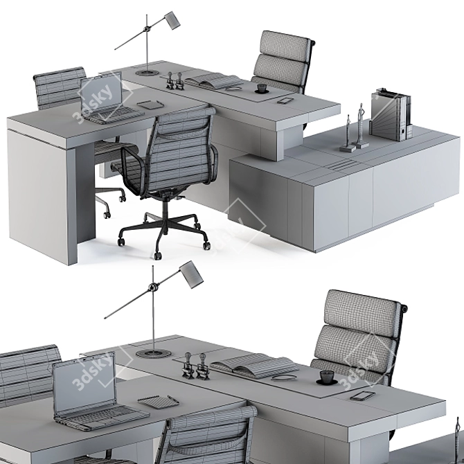 Elegant Office Furniture Set: Manager Edition 3D model image 5
