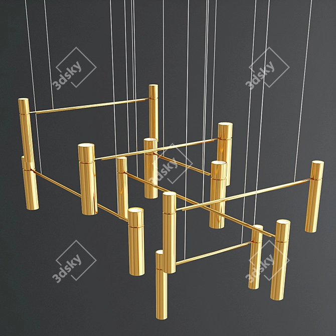 Elegant Tubular LED Ceiling Light 3D model image 3