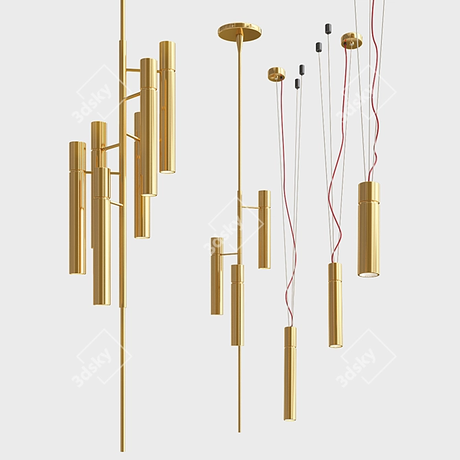 Sleek Tubular Light Fixtures 3D model image 5