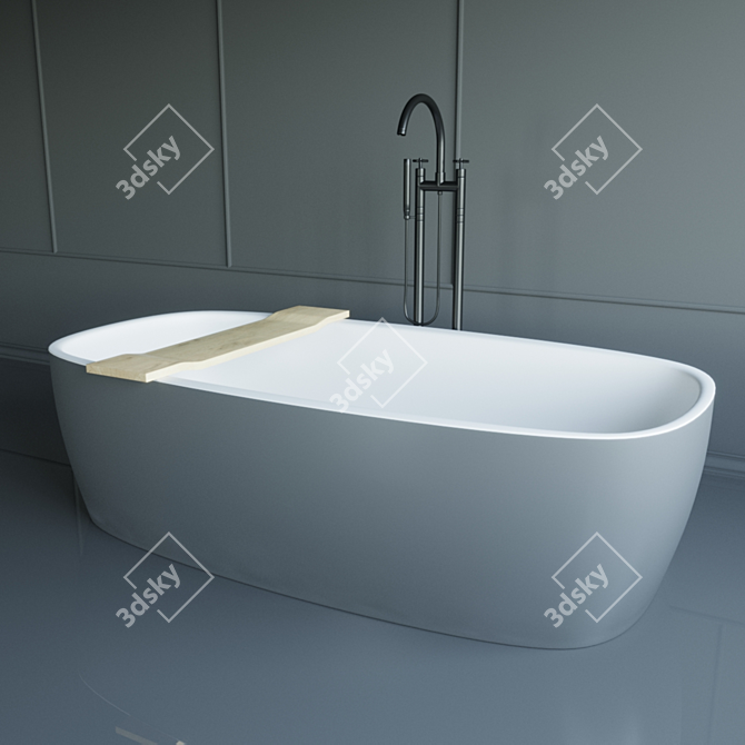 Coletta Stone Bathtub: Elegant Freestanding Design 3D model image 4