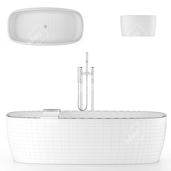 Coletta Stone Bathtub: Elegant Freestanding Design 3D model image 6