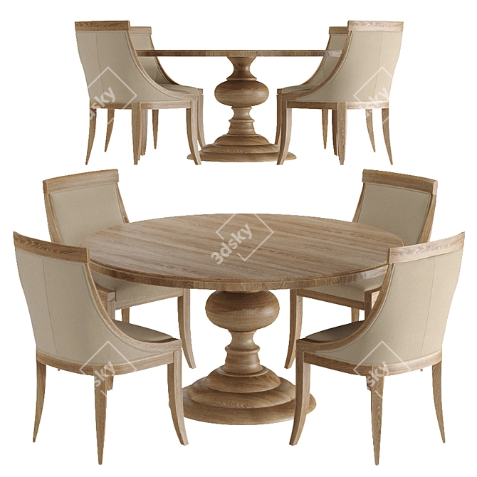 Magnolia Table & Florence Chair Combo 3D model image 1