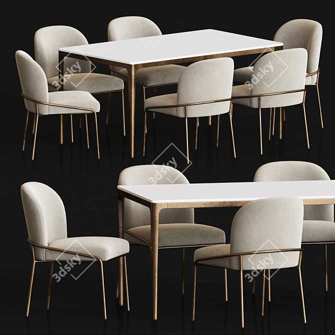 Modern Dining Set with Astrud Chair & Canto Table 3D model image 6