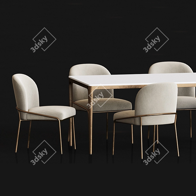 Modern Dining Set with Astrud Chair & Canto Table 3D model image 7