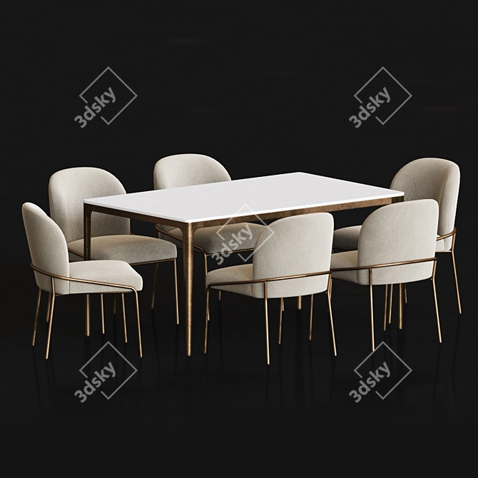 Modern Dining Set with Astrud Chair & Canto Table 3D model image 8