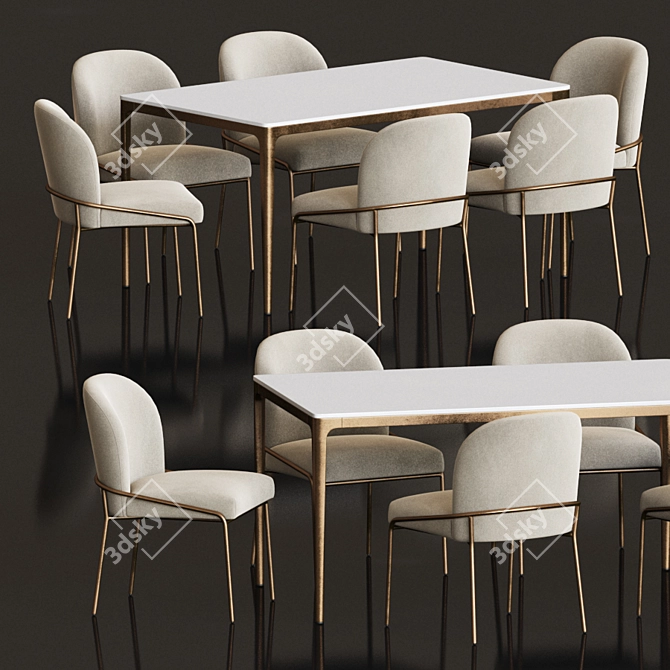 Modern Dining Set with Astrud Chair & Canto Table 3D model image 12