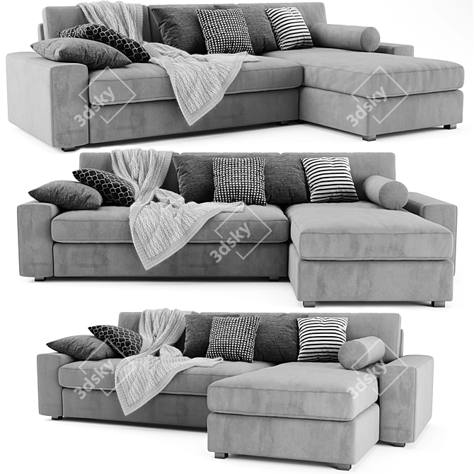 Ikea Kivik Chaise Longue: Stylish and Spacious Comfort 3D model image 1