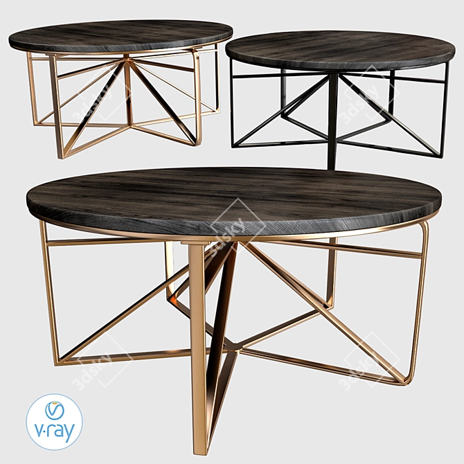 Modern Wood Frame Coffee Table 3D model image 1