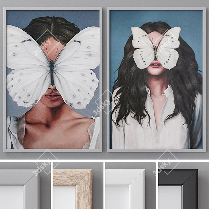 Modern Abstract Paintings Set 3D model image 1