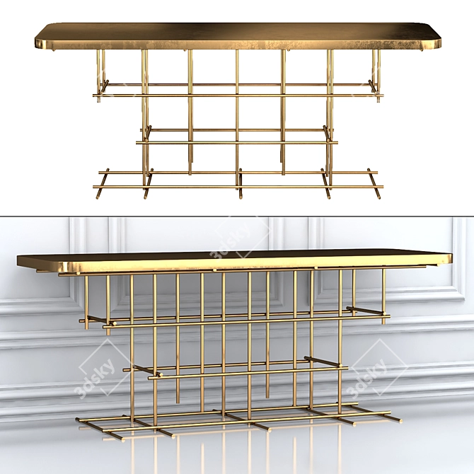Elegant Bronze Console for Living and Dining Rooms 3D model image 3