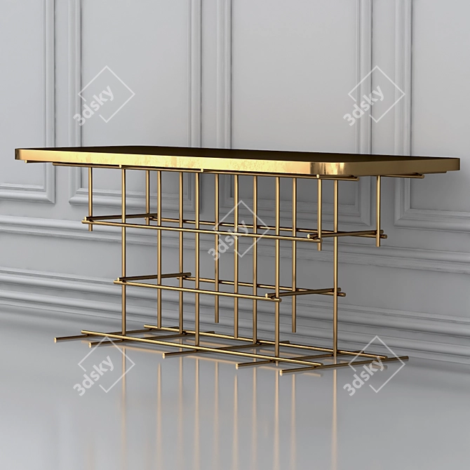Elegant Bronze Console for Living and Dining Rooms 3D model image 4
