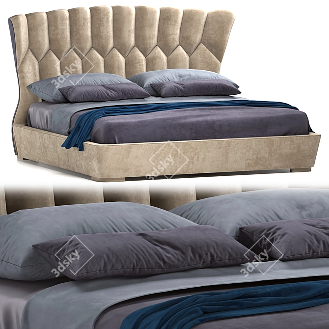  Mollie Bed: Sleek and Stylish Slumber 3D model image 1