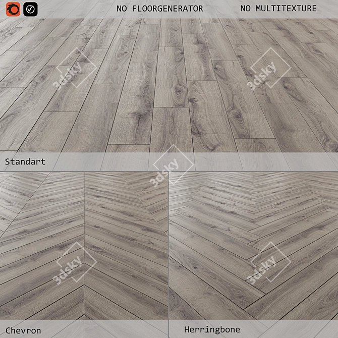 Versatile Laminate Flooring: 3 Designs & Multiple Tile Options 3D model image 1