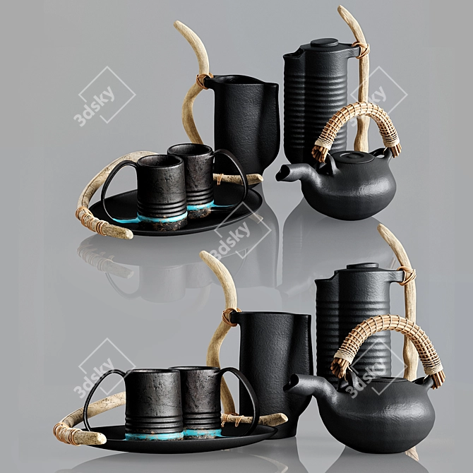 Elegant Handcrafted Ceramic Tableware 3D model image 1