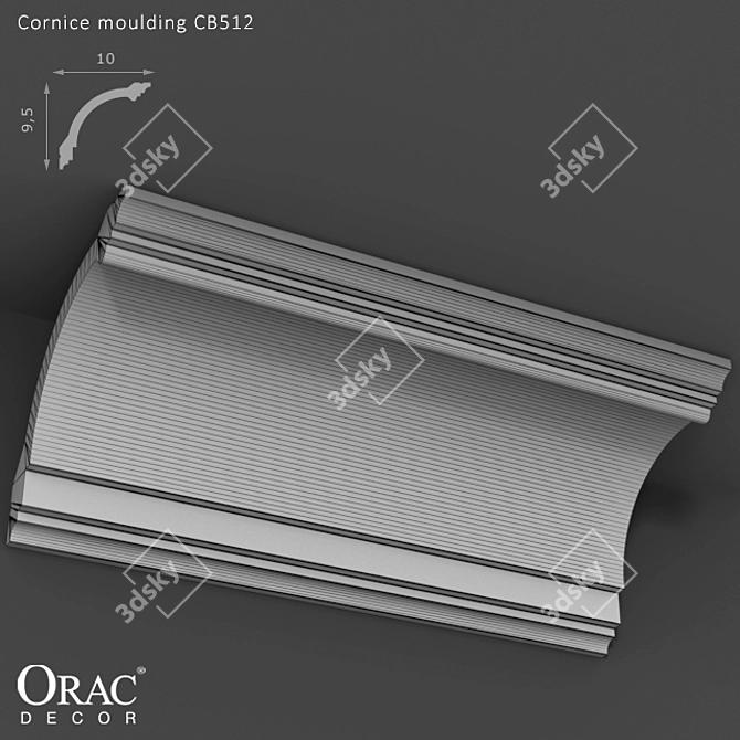 Elegant Linear Cornice Moulding 3D model image 2