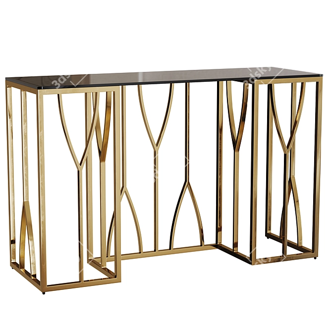 Title: Gold Glass Console Table 3D model image 1