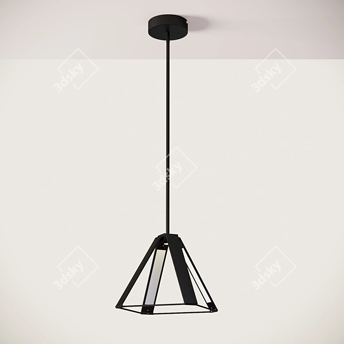 Sleek Metal LED Pendant 3D model image 2