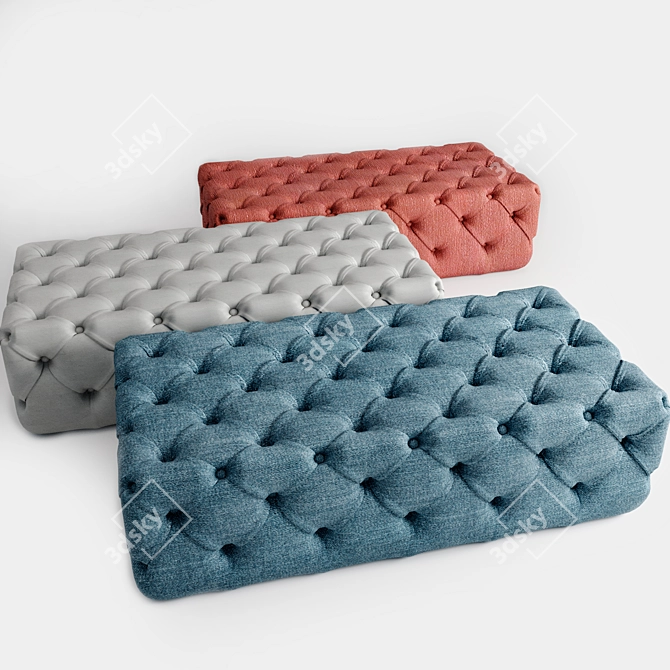Elegant Capitonné Pouf - Luxurious and Stylish 3D model image 1