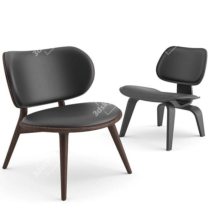 Scandinavian Lounge Chairs: Mater & Vitra Collaboration 3D model image 1