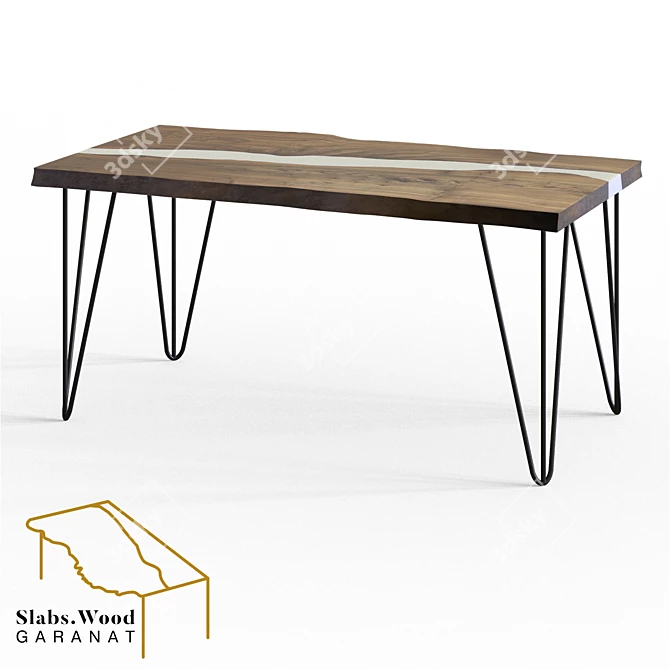 16 Reca White: River Epoxy Resin Wood Slab Table 3D model image 2