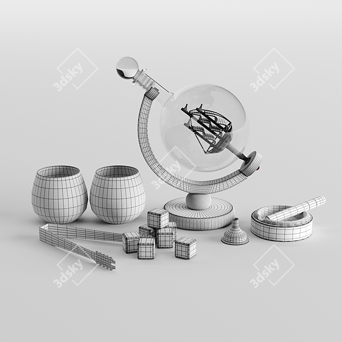 Worldly Whiskey Decanter Set 3D model image 5