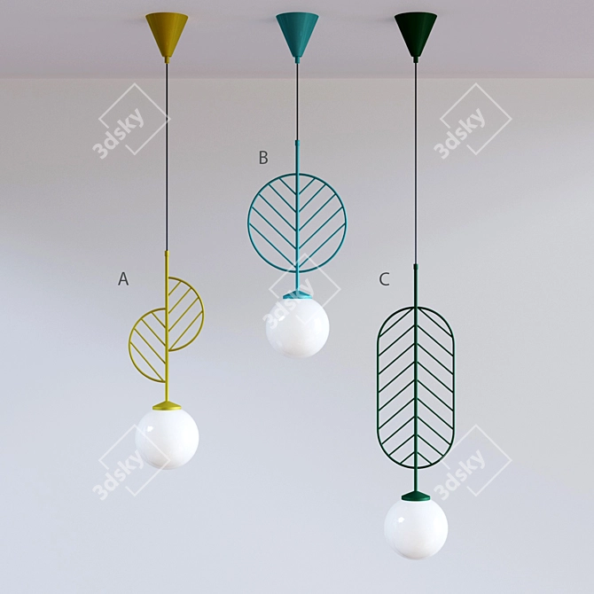 Leaf Pendant Light with Globe Shade 3D model image 2