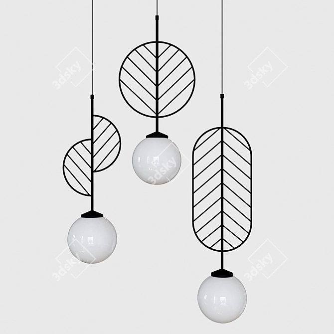 Leaf Pendant Light with Globe Shade 3D model image 5