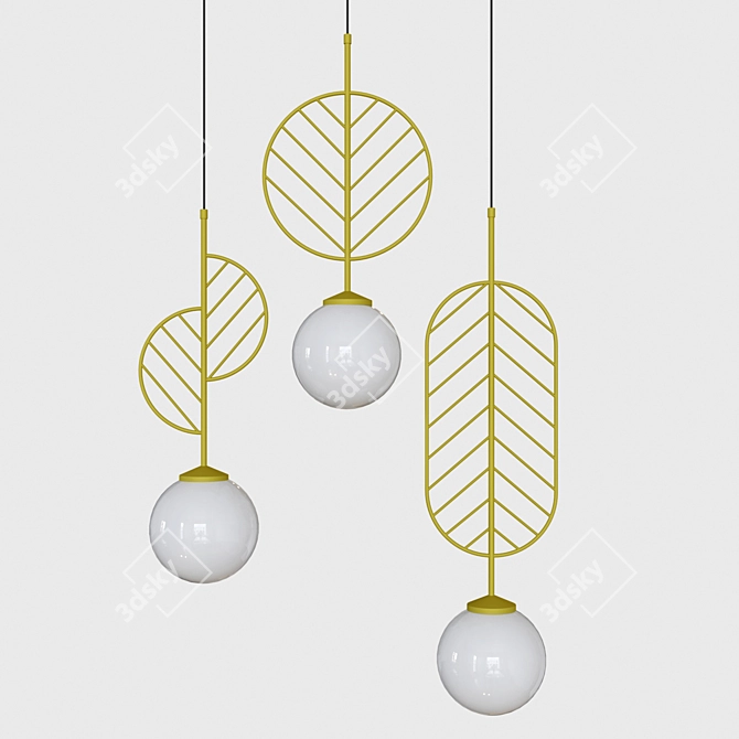 Leaf Pendant Light with Globe Shade 3D model image 9