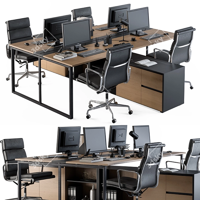 Elegant Efficiency: Office Workspace Set 3D model image 1