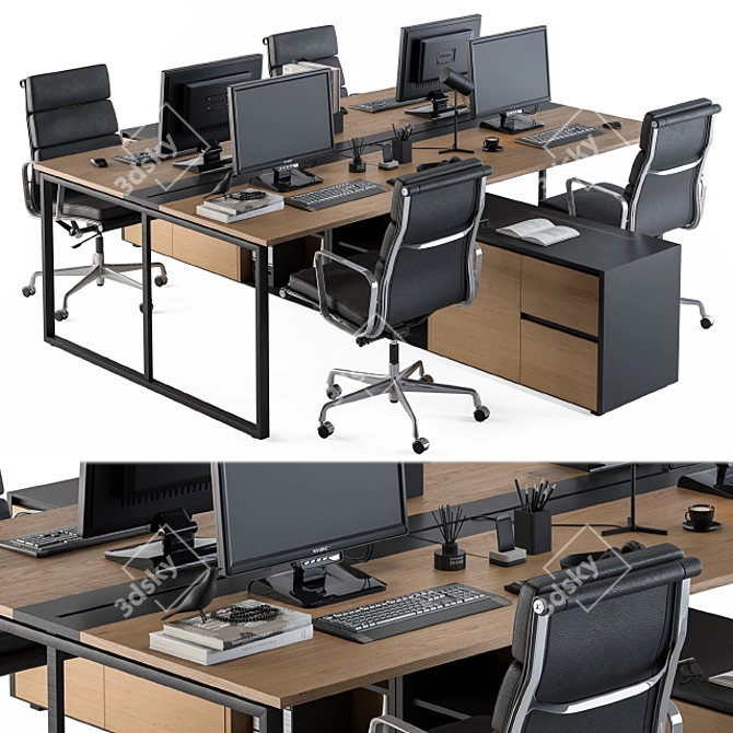 Elegant Efficiency: Office Workspace Set 3D model image 3