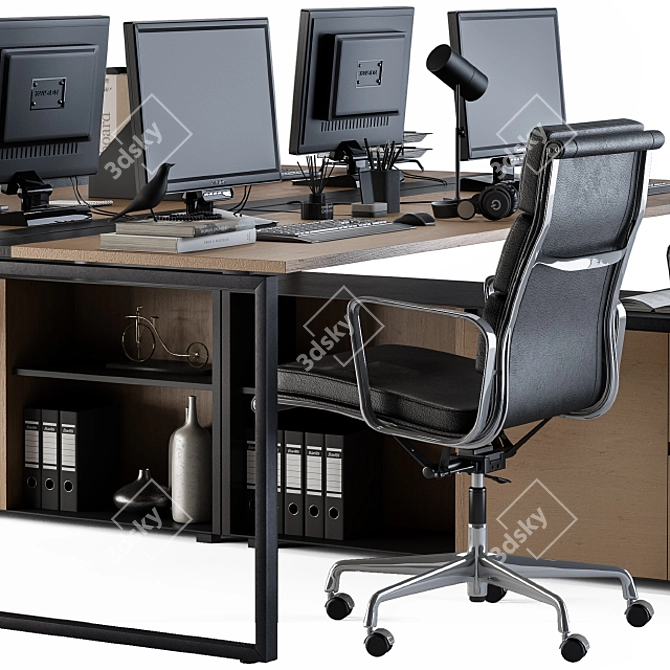 Elegant Efficiency: Office Workspace Set 3D model image 4