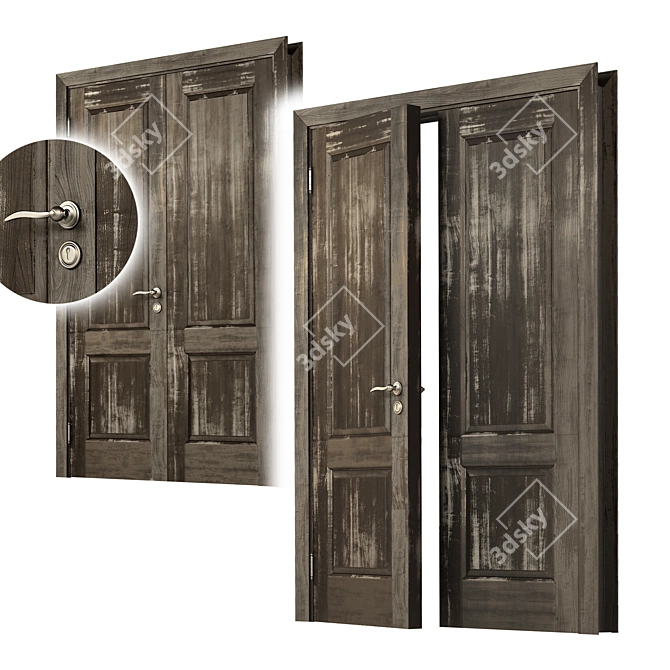 Vintage Double Door Masterpiece 3D model image 1