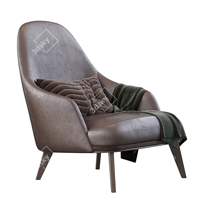 Jane Fabric Lounge Armchair 3D model image 3