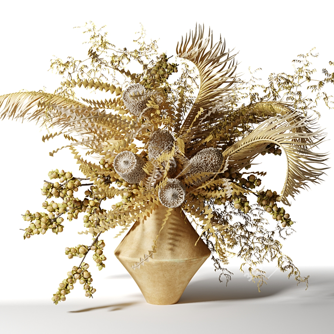 Boho Chic Dried Flower Bouquet 3D model image 1