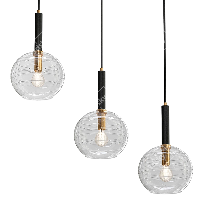 Spiral Glass Pendant Light 3D model image 1