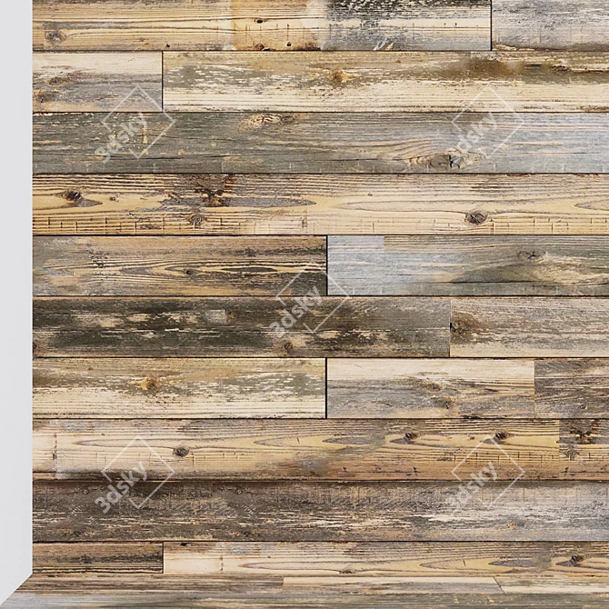 Vintage Gray Cladding: Reclaimed Mill Board 3D model image 2