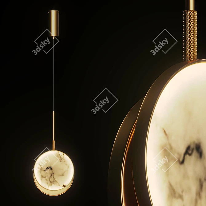 Marble Disks Pendant: Elegant Illumination for Modern Spaces 3D model image 9
