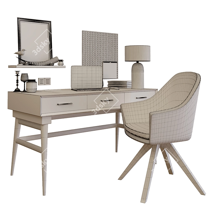Modern Office Workstation Set 3D model image 4