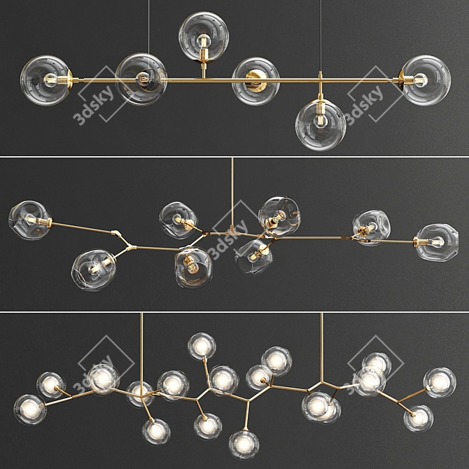 Elegant Branching Chandeliers 3D model image 1