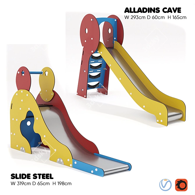 Kompan. Alladin's Cave & Slide Steel 3D model image 6