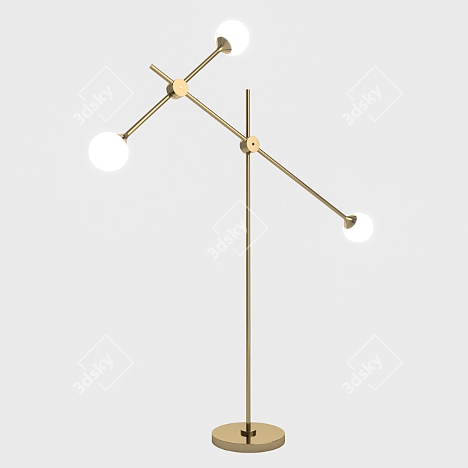 Modern Tilted Glass Floor Lamp 3D model image 2