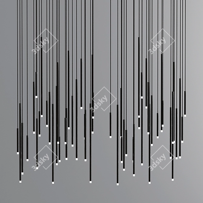 Sleek LED Pendant Chandelier 3D model image 2