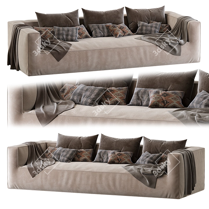 Gogan Extra-Large Sofa: Sleek Design, Stunning Comfort 3D model image 1