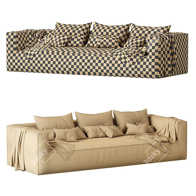 Gogan Extra-Large Sofa: Sleek Design, Stunning Comfort 3D model image 5