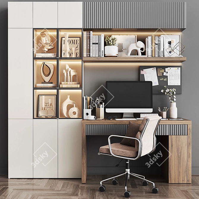 Ergonomic Office Desk Set 3D model image 1