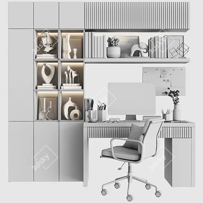 Ergonomic Office Desk Set 3D model image 2