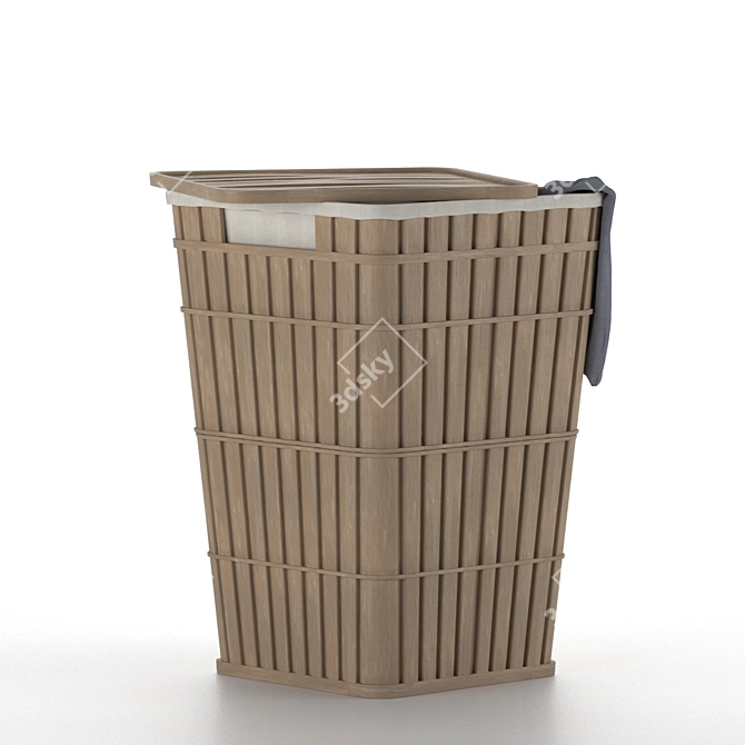 Wooden Texture Laundry Basket Model 3D model image 2